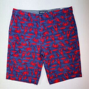 Company Eighty One Mens 34 Blue Red Lobster Crab Fish Nautical Chino Shorts